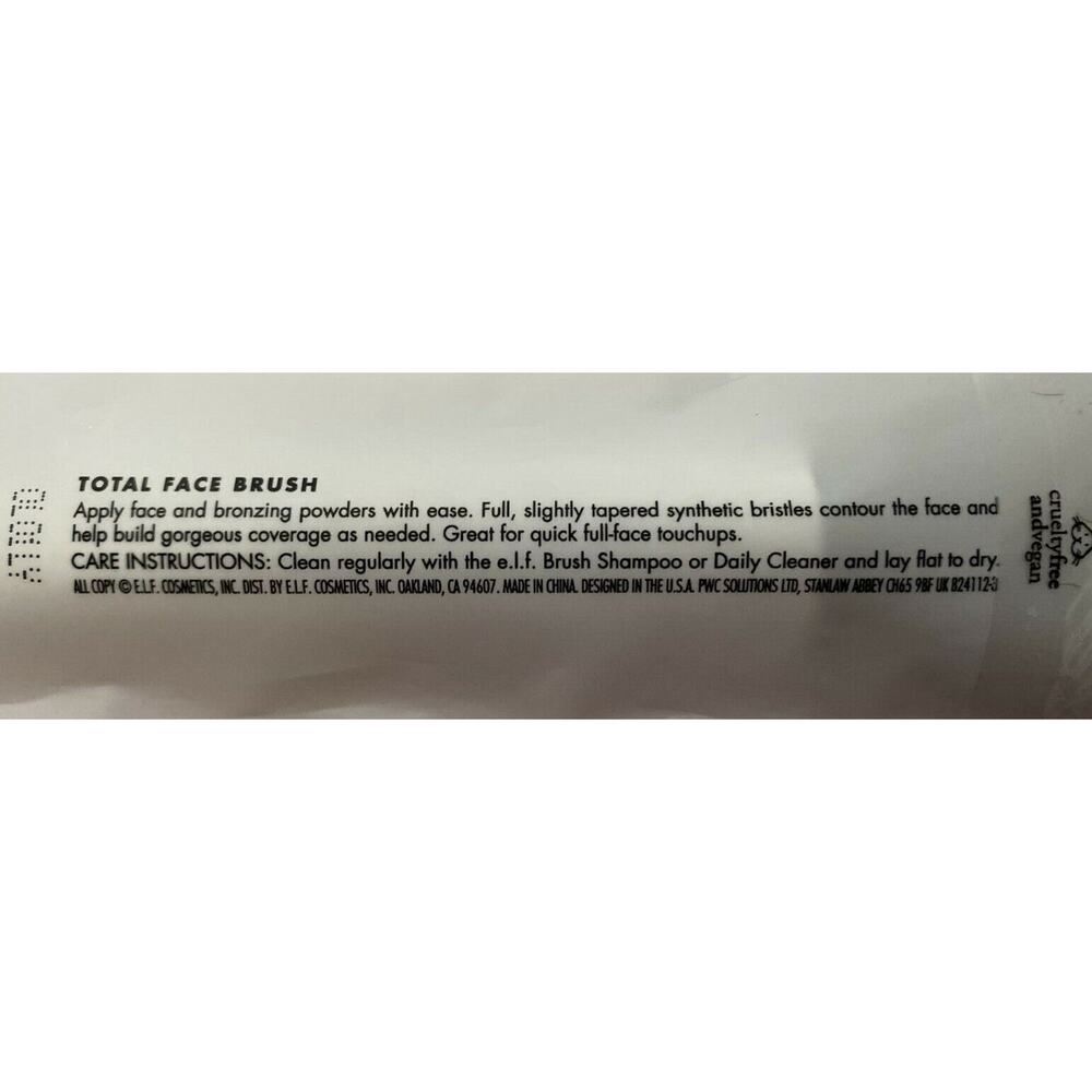 e.l.f. Total Face Brush Set of 2 Cruelty Free Vegan New in Box - Picture 5 of 8